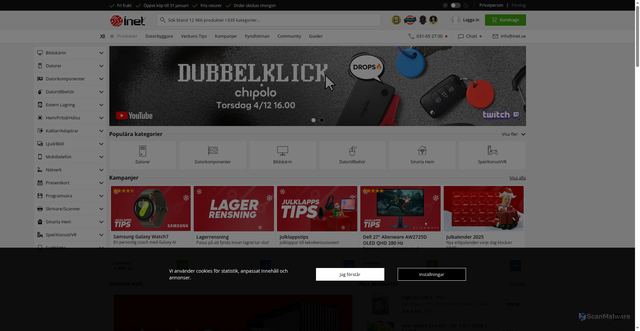 Security scan screenshot of https://www.inet.se/
