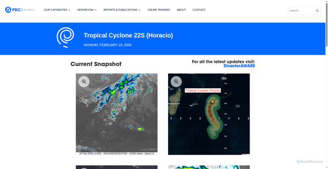 Security scan screenshot of https://www.pdc.org/weather-wall-updates/tropical-cyclone-22s-horacio-4/