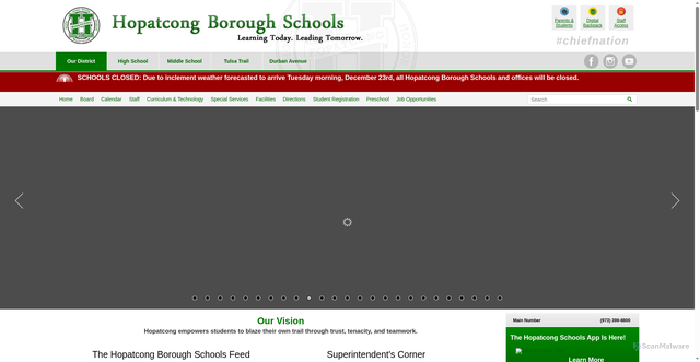 Security scan screenshot of https://www.hopatcongschools.org/