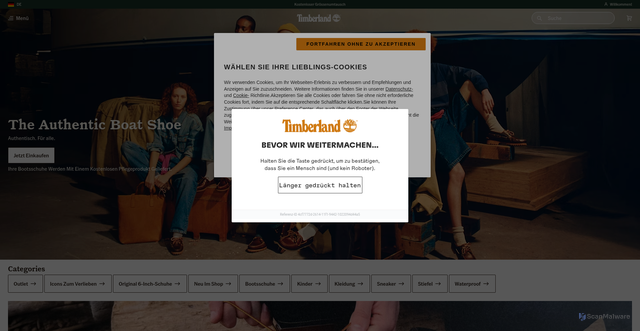 Security scan screenshot of https://timberland.eu