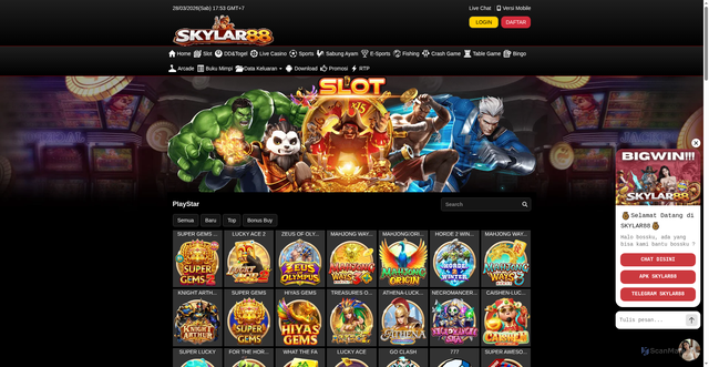 Security scan screenshot of https://ads9-skylar88.com/desktop/game/slot/playstar