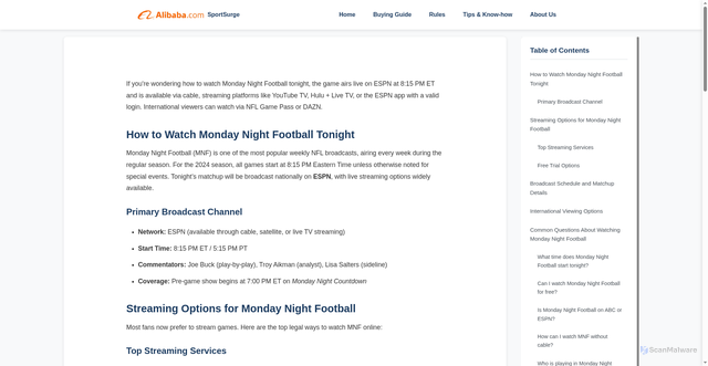 Security scan screenshot of https://sportssurge.alibaba.com/football/how-to-watch-monday-night-football-game-tonight