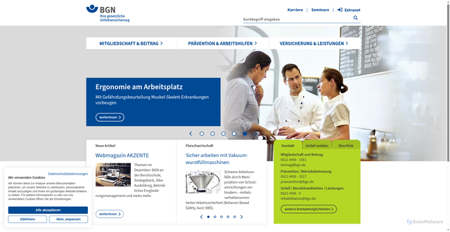 Security scan screenshot of https://www.bgn.de/