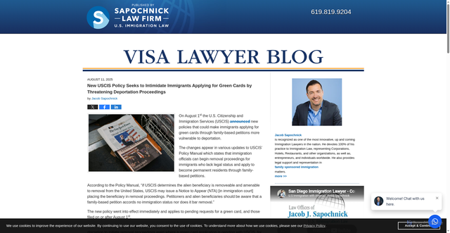 Security scan screenshot of https://www.visalawyerblog.com/new-uscis-policy-seeks-to-intimidate-immigrants-applying-for-green-cards-by-threatening-deportation-proceedings/