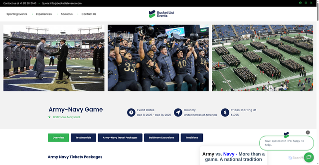 Security scan screenshot of https://www.mybucketlistevents.com/event/army-navy-game/