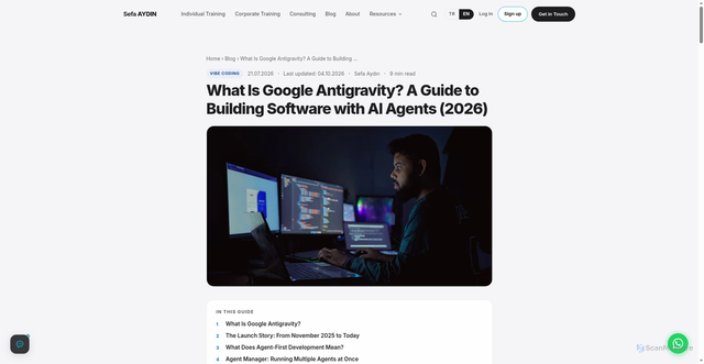 Security scan screenshot of https://www.sefaaydin.com/en/blog/what-is-google-antigravity