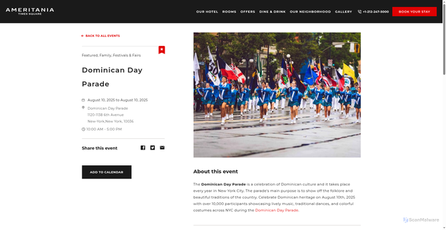 Security scan screenshot of https://www.ameritanianyc.com/events/new-york/dominican-day-parade