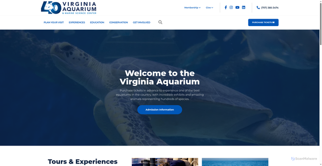 Security scan screenshot of https://virginiaaquarium.com/