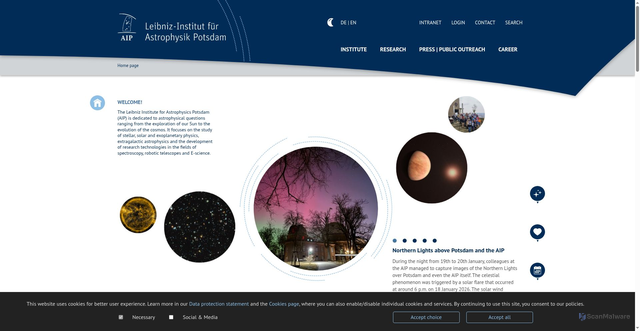Security scan screenshot of https://www.aip.de/en/