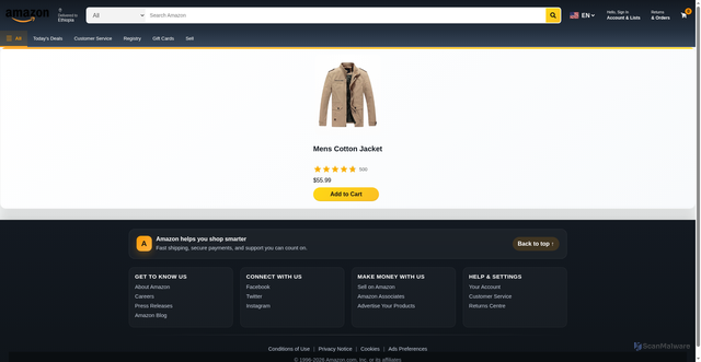 Security scan screenshot of https://amazon-clone-six-rho-44.vercel.app/product/3
