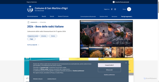 Security scan screenshot of https://www.comune.sanmartinodagri.pz.it/