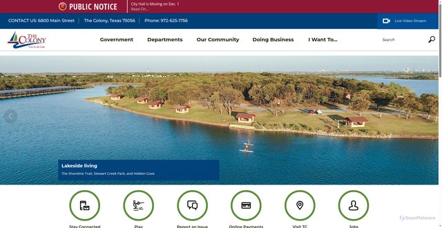 Security scan screenshot of https://www.thecolonytx.gov/