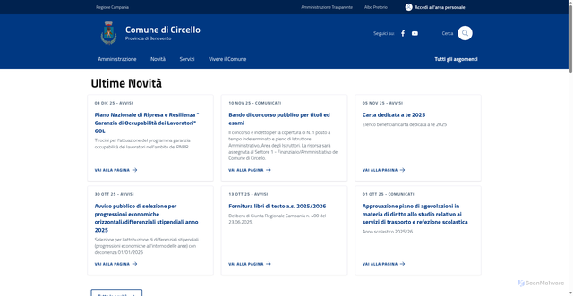 Security scan screenshot of https://comune.circello.bn.it/