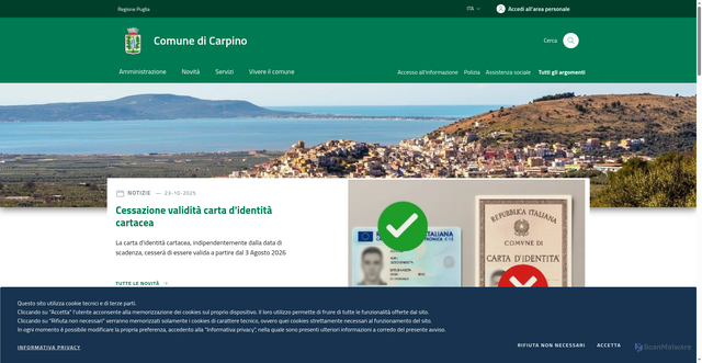 Security scan screenshot of https://www.comune.carpino.fg.it/