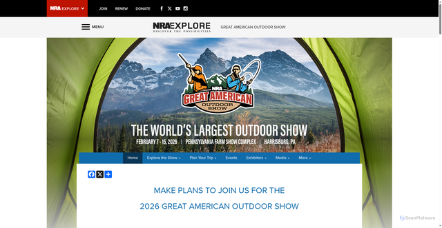 Security scan screenshot of https://www.greatamericanoutdoorshow.org/