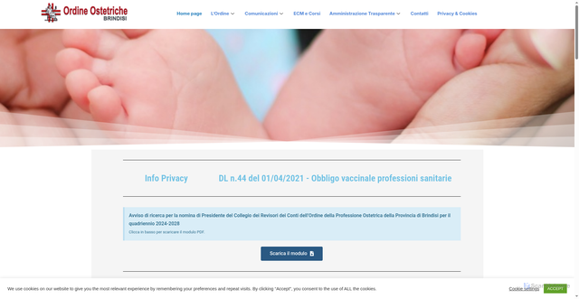 Security scan screenshot of https://www.ordineostetrichebrindisi.it/