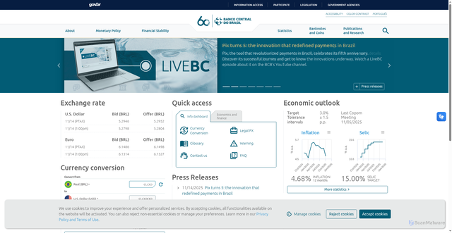 Security scan screenshot of https://www.bcb.gov.br/en