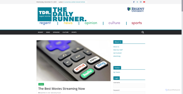 Security scan screenshot of https://dailyrunneronline.com/the-best-movies-streaming-now/
