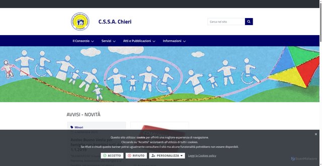 Security scan screenshot of https://www.servizisocialichieri.it/it-it/home