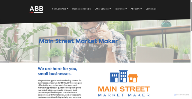Security scan screenshot of https://abb-businessbrokers.com/main-street-market-maker/