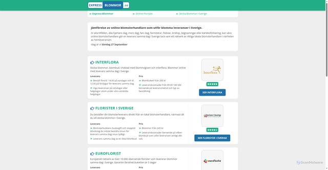 Security scan screenshot of https://express-blommor.se