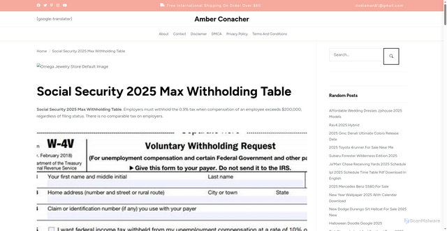 Security scan screenshot of https://amberconacherh.pages.dev/mcgjl-social-security-2025-max-withholding-table-rnfyt/