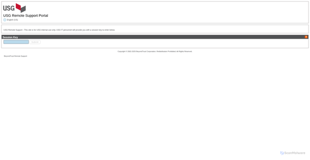 Security scan screenshot of https://usgcorporation.beyondtrustcloud.com