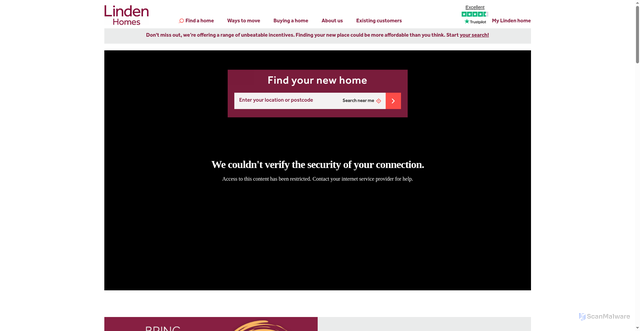 Security scan screenshot of https://lindenhomes.co.uk