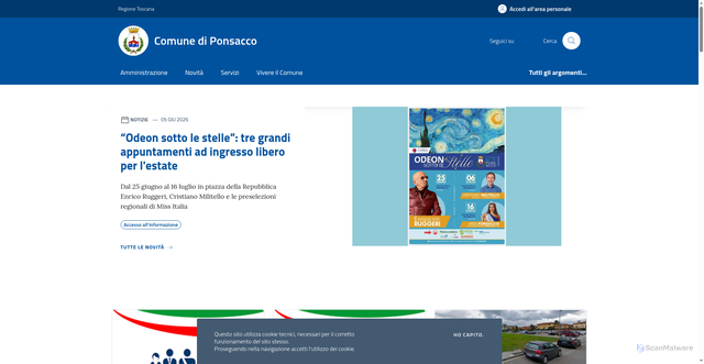 Security scan screenshot of https://www.comune.ponsacco.pi.it