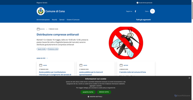 Security scan screenshot of https://www.comune.cona.ve.it