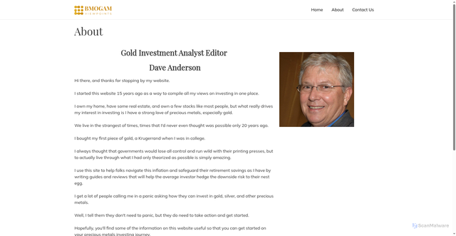 Security scan screenshot of https://goldinvestmentanalyst.com/about/