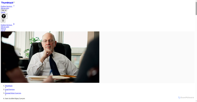 Security scan screenshot of https://www.thumbtack.com/k/auto-accident-injury-lawyers/near-me