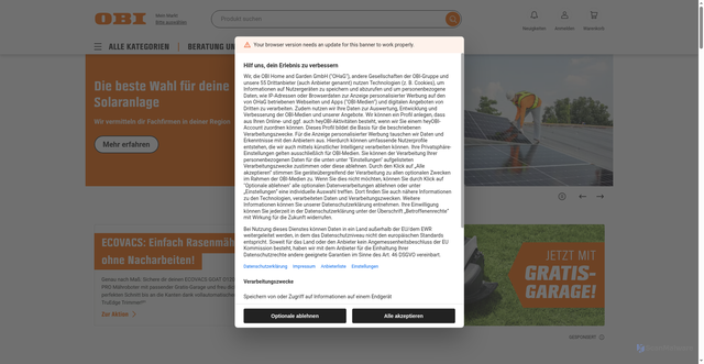 Security scan screenshot of https://obi.de