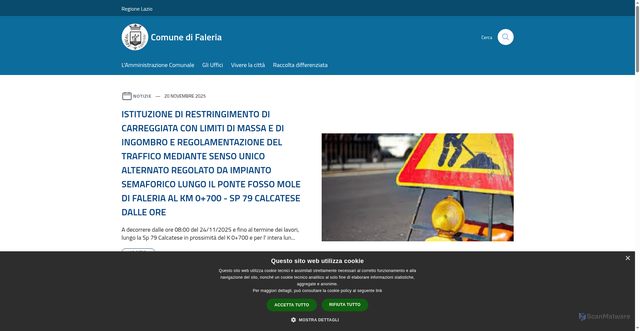 Security scan screenshot of https://www.comune.faleria.vt.it