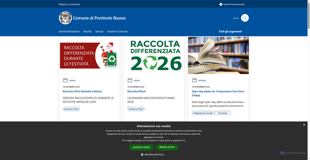 Security scan screenshot of https://www.comune.pontirolonuovo.bg.it/it