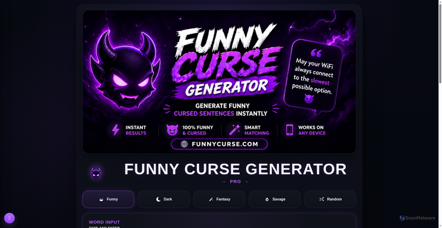 Security scan screenshot of https://funnycurse.com/