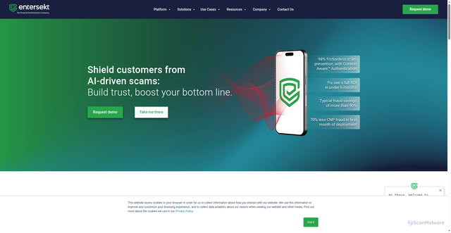 Security scan screenshot of https://entersect.co.za