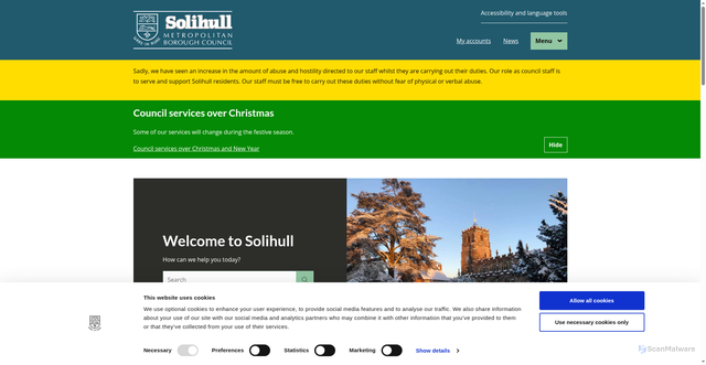 Security scan screenshot of https://www.solihull.gov.uk/