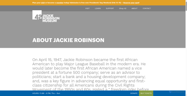 Security scan screenshot of https://www.jackierobinsonmuseum.org/about/jackie-robinson/