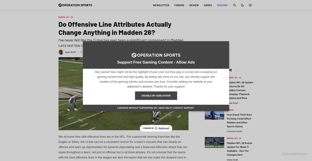 Security scan screenshot of https://www.operationsports.com/do-offensive-line-attributes-actually-change-anything-in-madden-26/