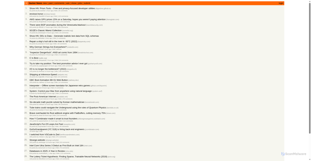 Security scan screenshot of https://news.ycombinator.com