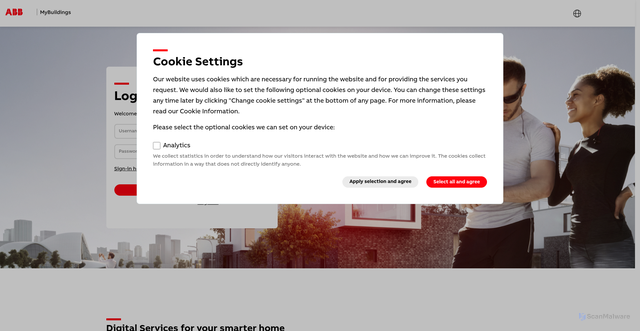 Security scan screenshot of https://eu.mybuildings.abb.com