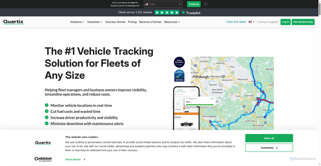 Security scan screenshot of https://quartix.com