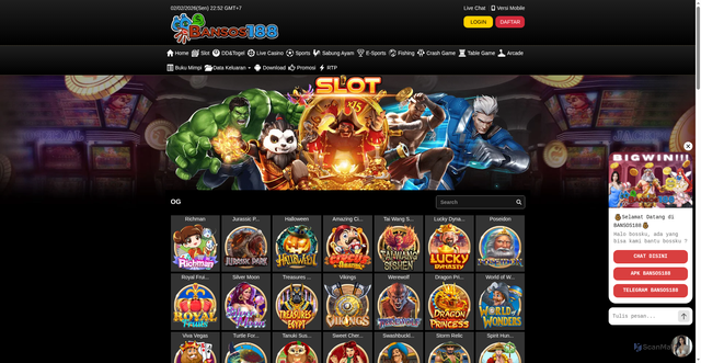 Security scan screenshot of https://noindek2-bansos188.xyz/desktop/game/slot/og