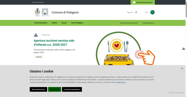 Security scan screenshot of https://www.comune.palagano.mo.it