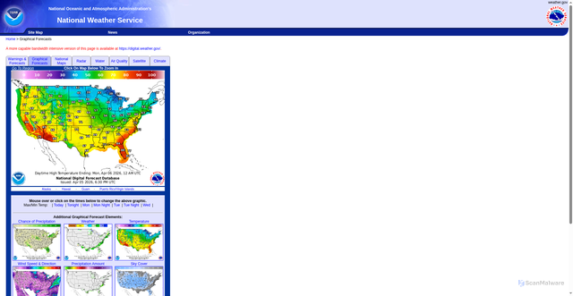 Security scan screenshot of https://graphical.weather.gov