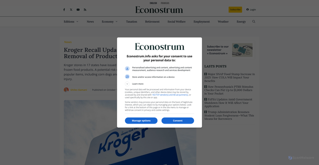 Security scan screenshot of https://en.econostrum.info/kroger-recall-update-health-hazard/