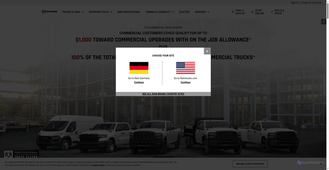 Security scan screenshot of https://www.ramtrucks.com