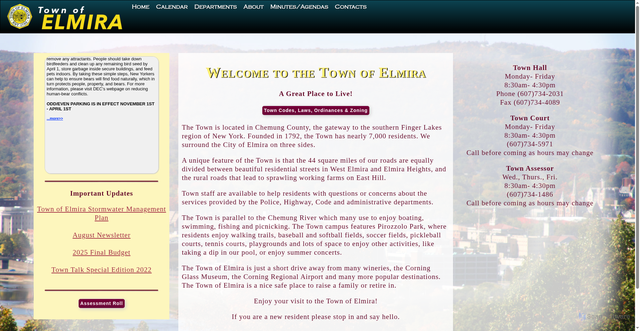 Security scan screenshot of https://townofelmira.gov/