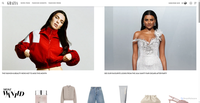 Security scan screenshot of https://graziamagazine.com